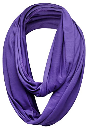 Plain 50% Cotton Blend Jersey Snood Scarf, Purple