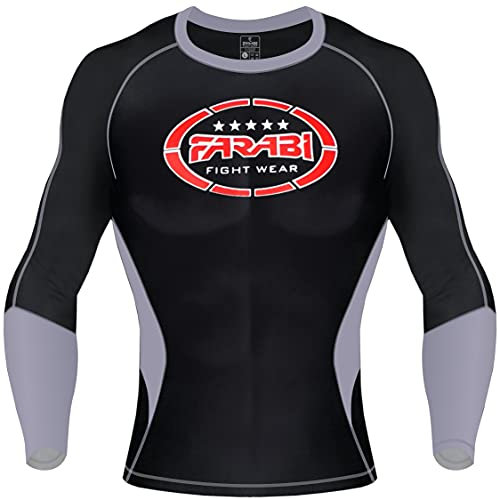 Farabi rash guard bjj rash guard men mma Mens & Boys PowerLayer Mock Neck Compression Shirt Base Layer Baselayer Top Long Sleeve Under Shirt Mens (Small)