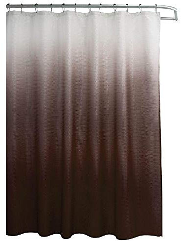 Creative Home Ideas Duschvorhang-Set aus strukturiertem Stoff, enthält 12 leicht gleitende Metallringe, moderne Badezimmer-Dekoration, maschinenwaschbar, Maße: 177,8 x 182,9 cm, Schokoladenbraun-Ombré