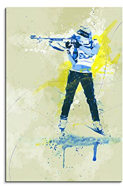 Paul Sinus Art Biathlon 90x60cm SPORTBILDER Splash Art Wandbild Aquarell Art