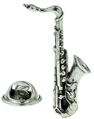 Anstecknadel Saxophon, Zinn, mit Geschenkbeutel