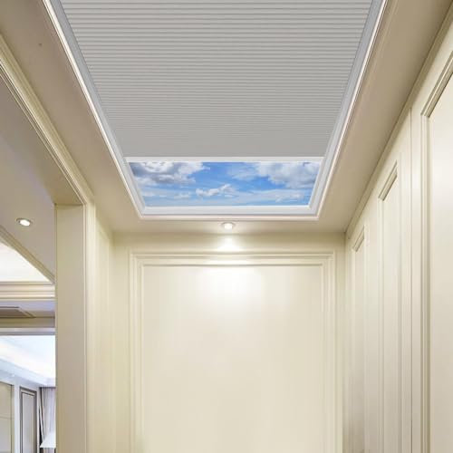 TIPIACE Manual Skylight Roof Window Cellular Honeycomb Full Blackout Waterproof Fabric Curtain Blinds for Skylight (Grey 93021E)