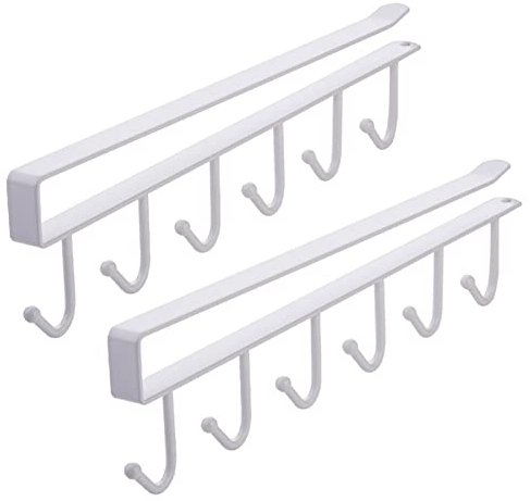 JMYDecor 2 Pezzi Porta Tazze Sottomensola, Tazze Ganci Sotto Armadietto, multifunzione, per tazze, Mug Ganci Cucina Tazze Bicchieri di Vino Deposito Portatazze, Senza Forare