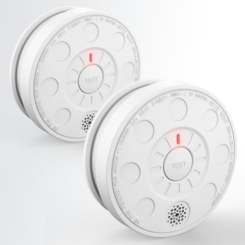 ZYTA Smoke Alarms for home,Fire Smoke Detector with 5-year Replaceable Battery,TEST/MUTE Button,LED Indicator,Battery Powered,1901(2 Pack)