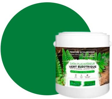 BOX DECO COULEURS Peinture murale naturelle écologique aspect satin intérieur Natura - 2,5L / 33m², Vert Electrique
