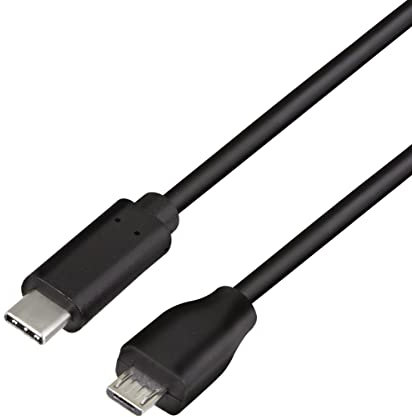 Logilink Cable de conexión USB 2.0 tipo C a micro USB, para cargar dispositivos y sincronizar datos, color: negro, longitud del cable: 0,5 m