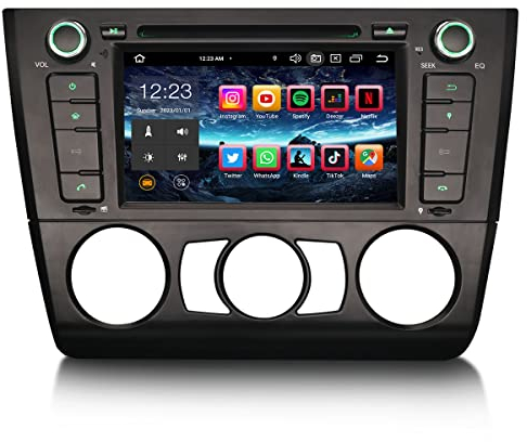 Erisin 8 núcleos 4GB+64GB Android 13 Radio Coche Bluetooth GPS Navegación Estéreo de Automóvil para BMW Serie 1 E81 E82 E88 Soporte Carplay Android Auto Dab+ RDS TDT DSP WiFi OBD2 USB Canbus