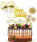 BillyBath 17 PCS Happy Birthday Decoration Gateau Or Gold,Decoration Cake Topper Ballon Étoiles Topper avec Boule de Décoration pour Fête de D'anniversaire Fille