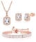 FDEETY Jewellery Set for Women Cubic Zirconia Bridal Pendant Necklace Bracelet and Earrings Set Gifts Wedding Bride Bridesmaids (Rose Gold)