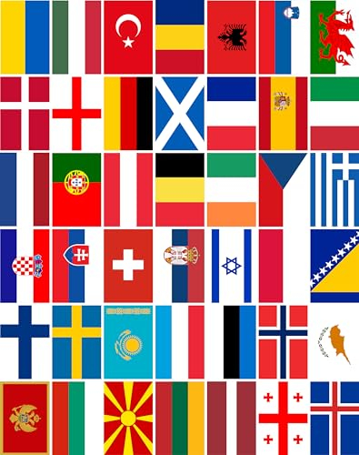 Premium Reusable European Flags Bunting - 42 Euro 2025 Bunting Flags, Garden Bunting Outdoor Waterproof, Womens Euros 2025 Decorations (33ft, 42 England Flags)