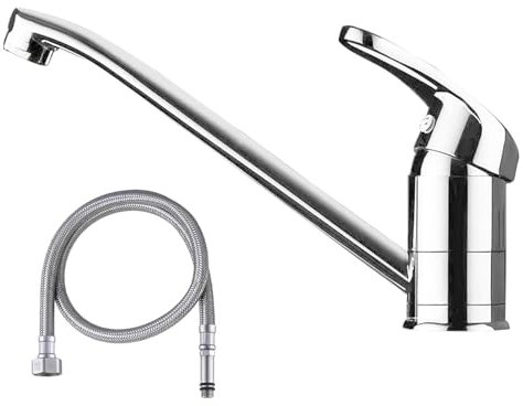 Kitchen Sink Mixer Tap,360 Swivelling Kitchen Sink Tap with Pipe,Modern Water Saving Kitchen Tap,Single Lever Kitchen Water Faucet,Splash Proof Sink Taps for Kitchen