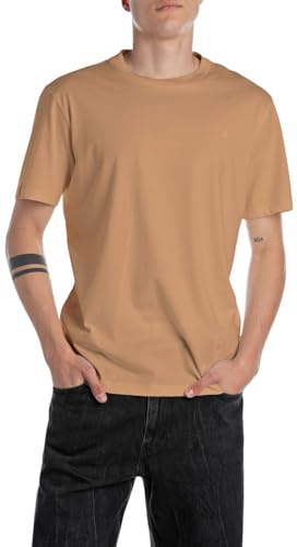 Replay Herren T-Shirt Kurzarm aus Baumwolle, Brown Sugar 227 (Braun), L