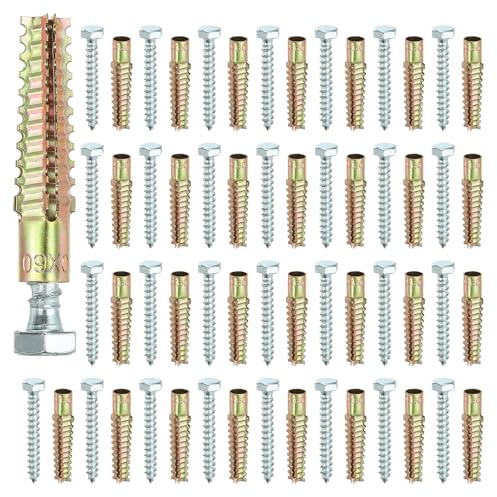 PATIKIL 30 Stück Trockenbau Hohlwanddübel mit Schrauben, 0,31 x 2,52 Schwerlast Stahl Wanddübel Set, Trockenbau Dübel für Betonwand Gipswand, Multicolor