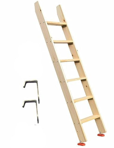 6 Step Bunk Bed Ladder, Wooden Loft Bed Ladder With Hook Bracket And Non-slip Feet, 300kg/600lbs Loading