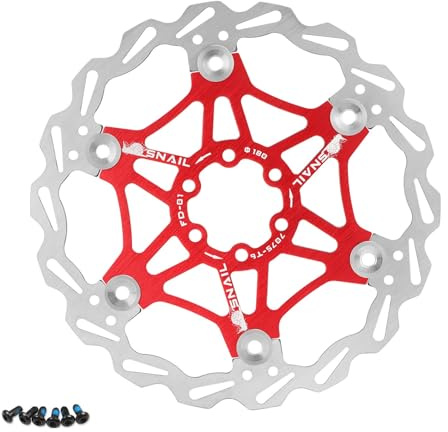 Velxnigt Schwimmende Bremsscheibe für Fahrräder, 180 mm, geeignet für Rennräder, Mountainbikes, BMX, MTB（NA Rot)