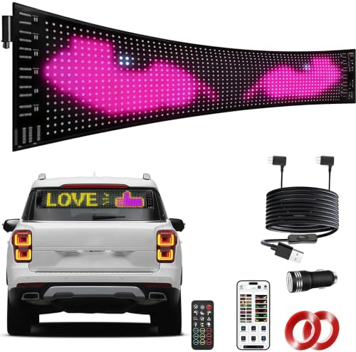 Kensbro Yeux LED pour Voiture, 19,2 x 133 cm, Yeux LED pour Camion, programmable Devil Eyes avec contrôle par Application et télécommande pour Texte Voiture Camion (Pixels : 16 x 144)