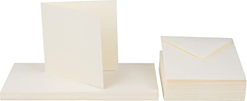 Craft UK Limited Umschläge, 50 Stück, quadratisch, cremefarben, Hochzeitsumschläge, Selbstklebend, 12,5 x 12,5 cm, Vintage