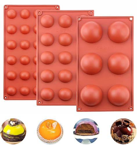 BAKER DEPOT Silicone mould for Hot Chocolate Bomb Dome Mousse desert Cake Decorating Tool Baking DIY Mould Set of 3