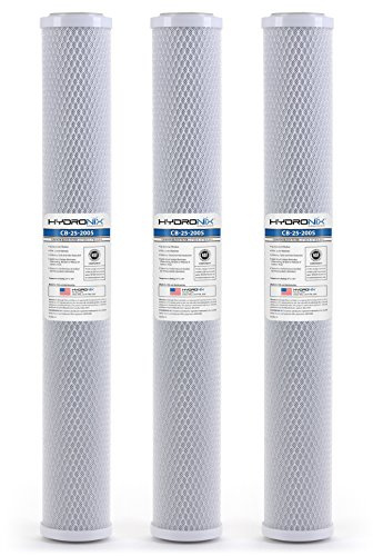 Hydronix HX-CB-25-2005/3 Filtro dell'Acqua Universale NSF con Blocco di Carbone Attivo al Cocco, 6,3 x 50,8 cm – 5 Micron, Bianco
