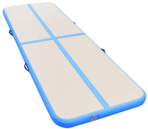 vidaXL Gymnastikmatte mit Luftpumpe Turnmatte Tumbling Matte Tranningsmatte Fitnessmatte Zuhause Outdoor Yoga 5 m PVC Blau Aufblasbar Tragbar