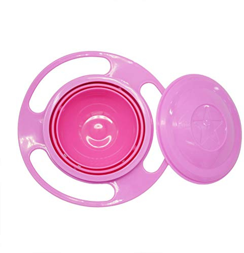 Leikance Gyroskopische Schüssel mit Deckel Niedliche Baby Gyro Schüssel 360° Drehbare Balance Schüssel Auslaufsicher Schüssel
