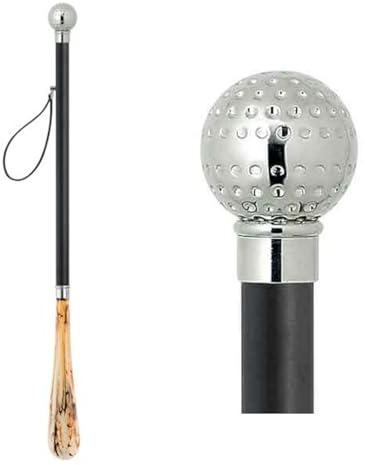 DELFA Design Schuhanzieher Schuhlöffel 70 cm mit silbernem Golfball als Griff - schwarzer Holzschaft mit Schlaufe - die elegante Anziehhilfe