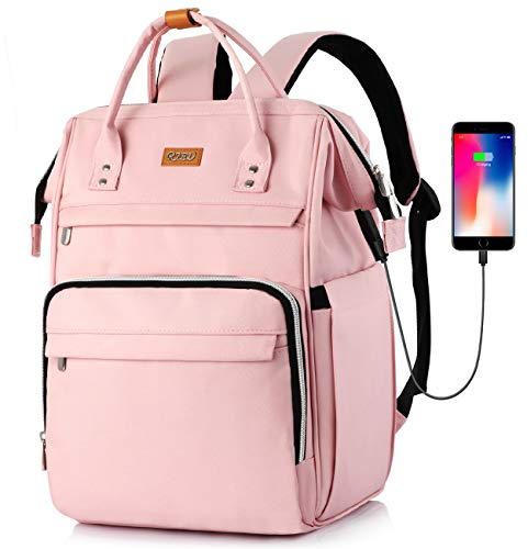 Schulrucksack Mädchen Teenager,Rucksack Schule,Schultasche Mädchen mit 15.6 Zoll Laptopfach & USB-Ladeanschluss,Laptop Rucksack Mädchen für Uni,Studium,Reisen (Rosa)