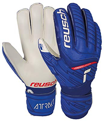 Reusch Unisex Torwarthandschuhe Attrakt Grip Finger Support Junior mit praktischem Fingerschutz deep Blue/White, 5.5, 4060485281703