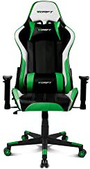 DRIFT GAMING DR175 - Silla Gaming Profesional, polipiel, reposabrazos ajustables 2D, pistón clase 4, giratoria, mecanismo de mariposa, cojín lumbar y cervical, color negro/blanco/verde