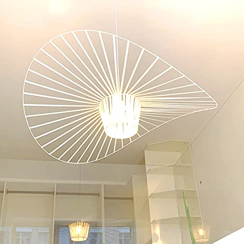 Hängeleuchte Vintage Wohnzimmer Led Vertigo Pendelleuchte E27, Schwarz / Weiss / Kupfer Vertigo Lampe 80 100 120 140 Cm, Fiberglas + PU Vertigo Lampenschirm, Deko Wohnzimmer Kronleuchter ,Blanc,100cm