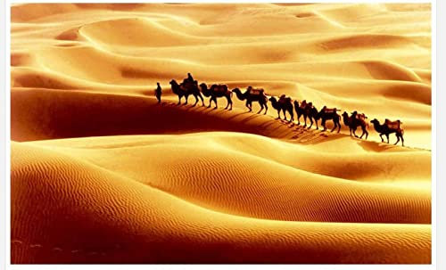 CILODO Papier Peint Photo Désert et chameau Grande Fresque Murale 3D Peinture Murale, Étude De Fond De Salon Décoration D'Intérieur 300cm×210cm(LxH)
