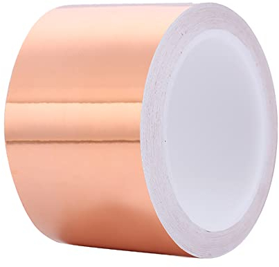 TopHomer 70mm Breite Kupferfolienband, Kupferband Schneckenabwehr Einseitig Leitfähiges EMI Abschirmband, Selbstklebendes Kapton Tape für Erdung, Musikinstrumente, Gärten, 10M Länge