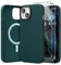 SURPHY für iPhone 15 Leder Hülle 6,1 für MagSafe mit Displayschutzfolie, Kunstleder Handyhülle iPhone 15 Case, iPhone 15 Schutzhülle (mit Mikrofaserfutter), Teal Grün