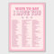 DFKJIB Trendiges hellrosa romantisches Liebeszitat Way To Say I Love You, Leinwand-Kunst, Y2K, Retro-Kokette, Raumdekoration, Poster, Barwagen, groß, adrett, Wohnheim-Dekoration, Wohnzimmer,