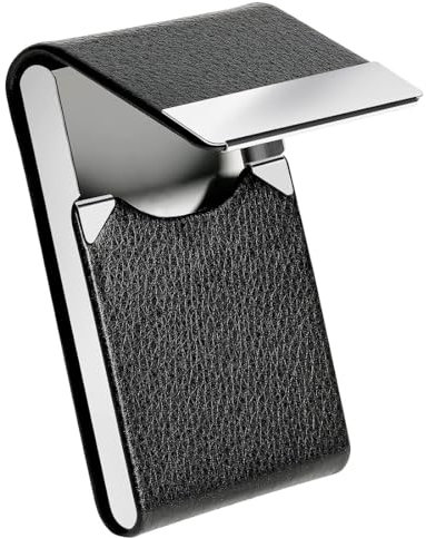 PHCOZY 1 Pcs Porte Cartes de Visite Porte Cartes de Crédit en Cuir PU Boîtier d'identité Ultra Mince en Acier Inoxydable pour Hommes Femmes Boucle Magnétique Ouverte