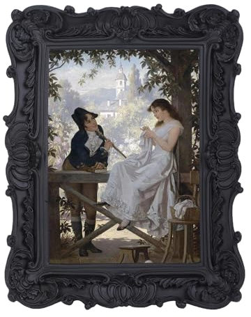 S GMOMENT Cadre photo antique 12,7 x 17,8 cm - Style victorien - Ornement vintage - Avec support mural en verre sur le devant et dessus de table - Décoration d'intérieur gothique - Art mural - Noir