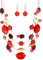 FULU AUTUMN Chunky Statement Kette Damen Mehrreihige Perlenkette und Ohrringe Modeschmuck Set für Frauen Mama Frau Oma Muttertags Geschenk(2-Red)