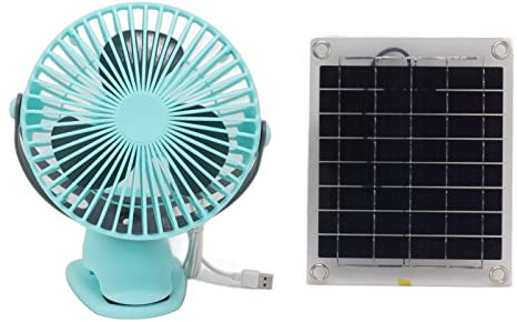 Ventilatore Ad Energia Solare, Ventilatore Solare in Silicio Monocristallino da 10 W, Ventola di Raffreddamento Alimentata da Pannello Solare con Rotazione su Entrambi I Lati Senza Spazzole(Ciano)