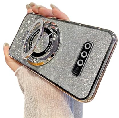QIWEIQING für Samsung Galaxy S10 Hülle Kompatibel mit Mag-Safe, Galvanisierte Magnetisch Handyhülle Ring Ständer, Kameraschutz Ecken Anti-Fall Schutzhülle für Samsung Galaxy S10.Gray DS