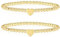 Mrltau 2 Stück elastische Kugelarmband, Edelstahl Armband, Armband Damen Gold, Freundschaftsarmbänder, Schmuck Geschenk für Mädchen Frau, Teenager Mädchen Geschenke