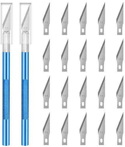 2 Cutter di Precisione - 20 Lames - Cutter Bisturi Carta per Modellismo Taglierino - Lame di Ricambio