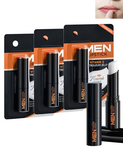 Lippenbalsam für Männer-3 Stück Lippenbalsame mit Vitamin E, Langanhaltende Feuchtigkeitsspendende Lippenpflege für Trockene Rissige Lippen, Moisturizing & Nourishing Lippenstift Lip Balm Set for Men