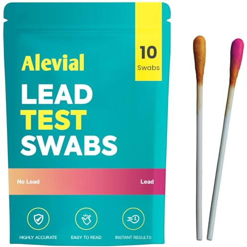 Alevial Lead Test Kit 10 Instant Testing Swabs for Home Dip Swab in Water (No Vinegar Required) Lead Detector Dishes Paint Metal Surface Detection