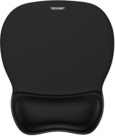 TECKNET Mouse Mat Wrist Support, Gel Ergonomic Mouse Mat, Mouse Pad Wrist Rest with Non-Slip PU Base, Waterproof Surface Mouse Pad Wrist Support for Computer, Laptop, Office, Home and Travel, Black