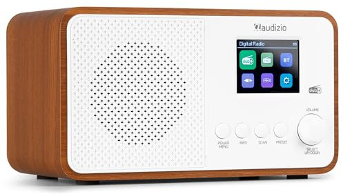Audizio Avio DAB Digital Radio with Bluetooth, USB MP3 Playback, DAB+, FM Radio, 20 Presets, 2.4 Inch Colour Display, Alarm & Sleep Timer, AUX Input, Modern Design - White