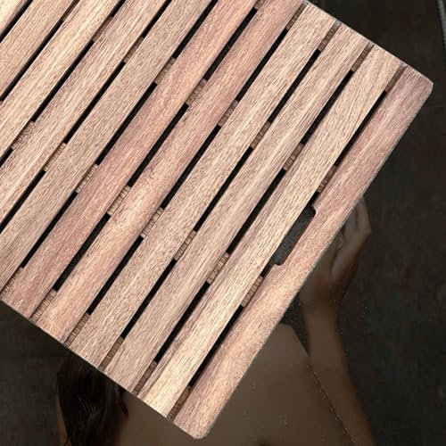 Badematte Holz Rutschfeste Bodenmatte aus Naturholz für Die Dusche, Badewannenmatte für zu Hause mit Rutschfesten Gummifüßen, Lamellenbrett für Die Dusche Im Freien und Luxus-Spa(Teak,80x80cm(31 1/2x