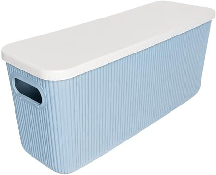 Ribelli Aufbewahrungsboxen mit Deckel, Stapelbare Boxen Aufbewahrung, Kisten Aufbewahrung mit Griffe, Kunststoff Aufbewahrungsboxen für Schlafzimmer, Schrank, Büro, Küche, 6,6l, Blau