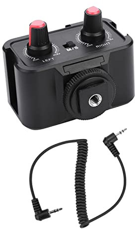 Mélangeur Audio Micro de Caméra, Mélangeur de Micro Caméra WS-V2 2 Canaux Universal Microphone Adapter Mixer Adaptateur avec DSLR Adaptateur Audio DSLR Entrées pour les