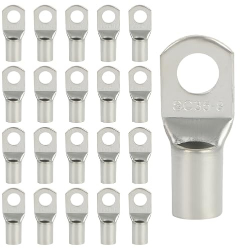 20 Ringkabelschuhe SC35-8, Verzinntes Kupfer, 35mm² M8 | Hohe Leitfähigkeit für Batterien | Wechselrichter, Motorräder, Autos und Elektroinstallationen
