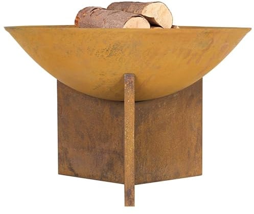 Kala Oxidised Firepit – Cast Iron & Steel Outdoor Log Burner with 360° Fire View